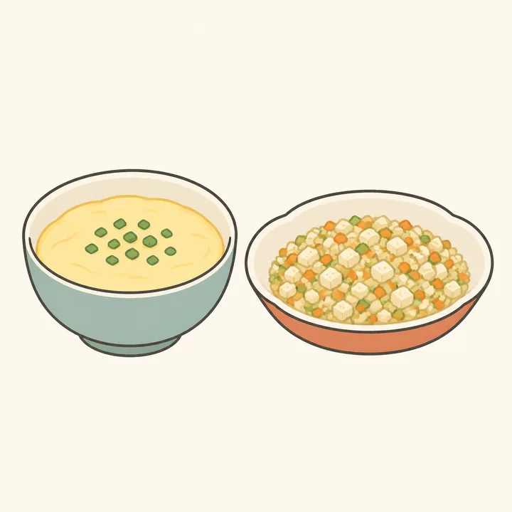 蒸水蛋及豆腐蔬菜兩款軟身餐點插圖