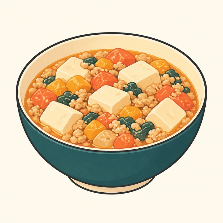 豆腐、肉碎及蔬菜軟餐碗插圖