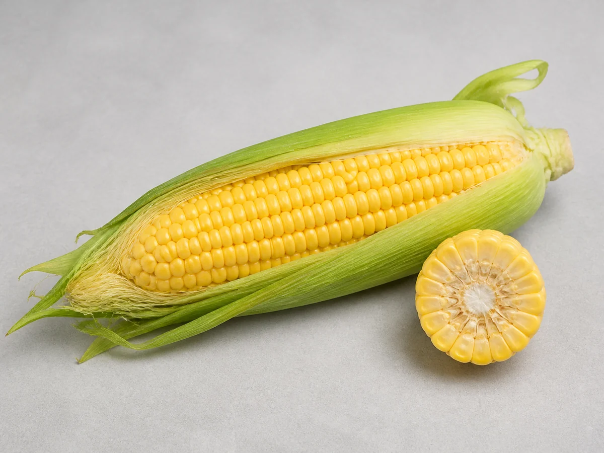 Rujukan visual untuk Jagung: Cari barisan biji yang melekat pada tongkol tengah beserta kelobot dan rambut jagung; biji lepas saja tidak memastikan varietas.