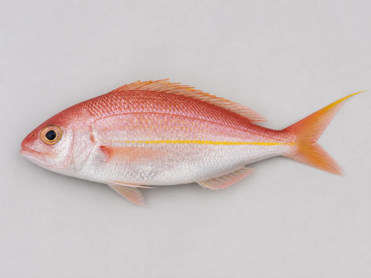 一份完整生鮮紅衫魚(紅衫),主要辨認特徵清楚可見