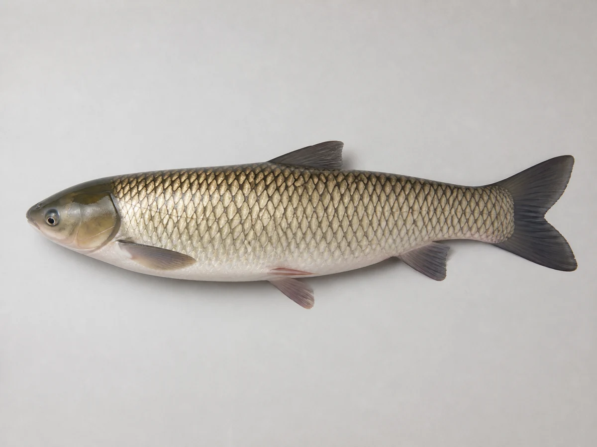 一份完整生鮮鯇魚,主要辨認特徵清楚可見