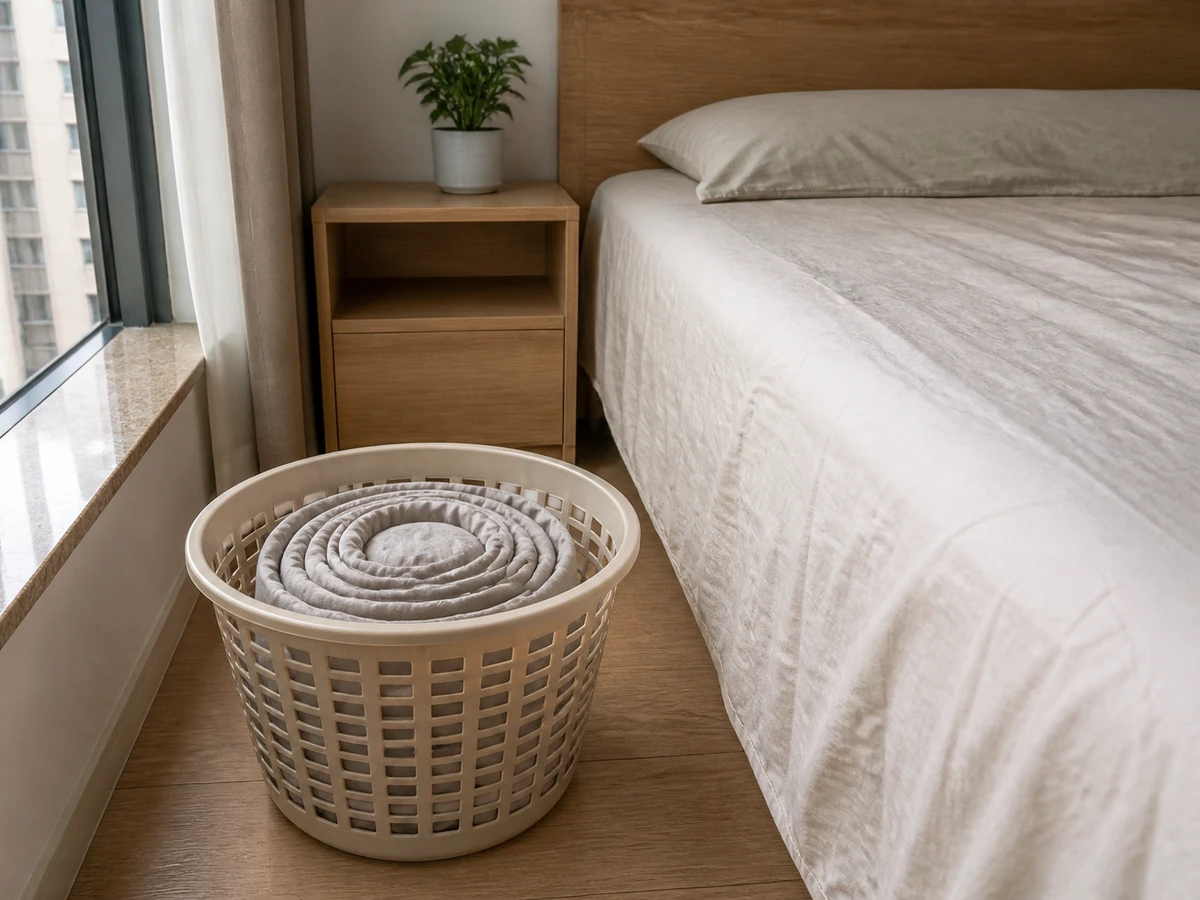 How to Change Bed Sheets Properly: Roll used linen inward