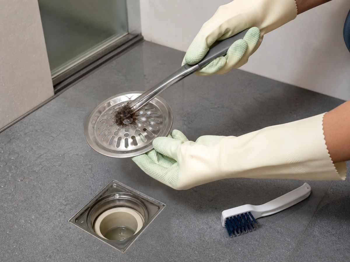 How to Clean an Accessible Drain Strainer and Remove Hair — clean, dry and safely restored result