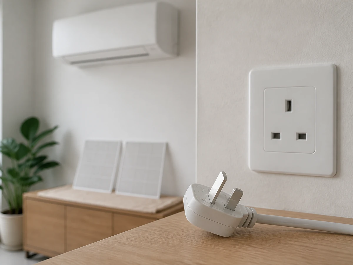 Using only the remote control off button. — Switch off and isolate power according to the manual; stop if unsure.