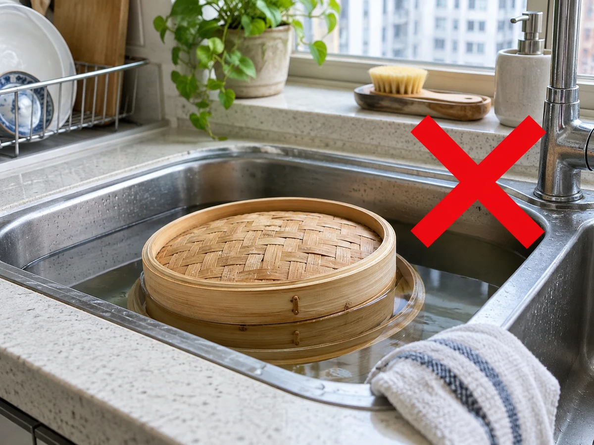 長時間浸水 — 用軟刷掃走縫隙殘渣，按製造商說明以溫水快速手洗，不長時間浸泡。