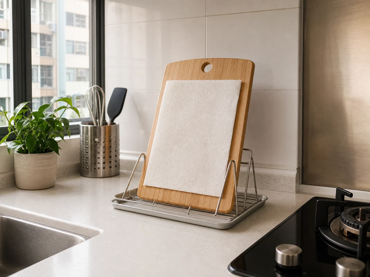 How to Clean and Dry a Chopping Board: Pat and air-dry upright