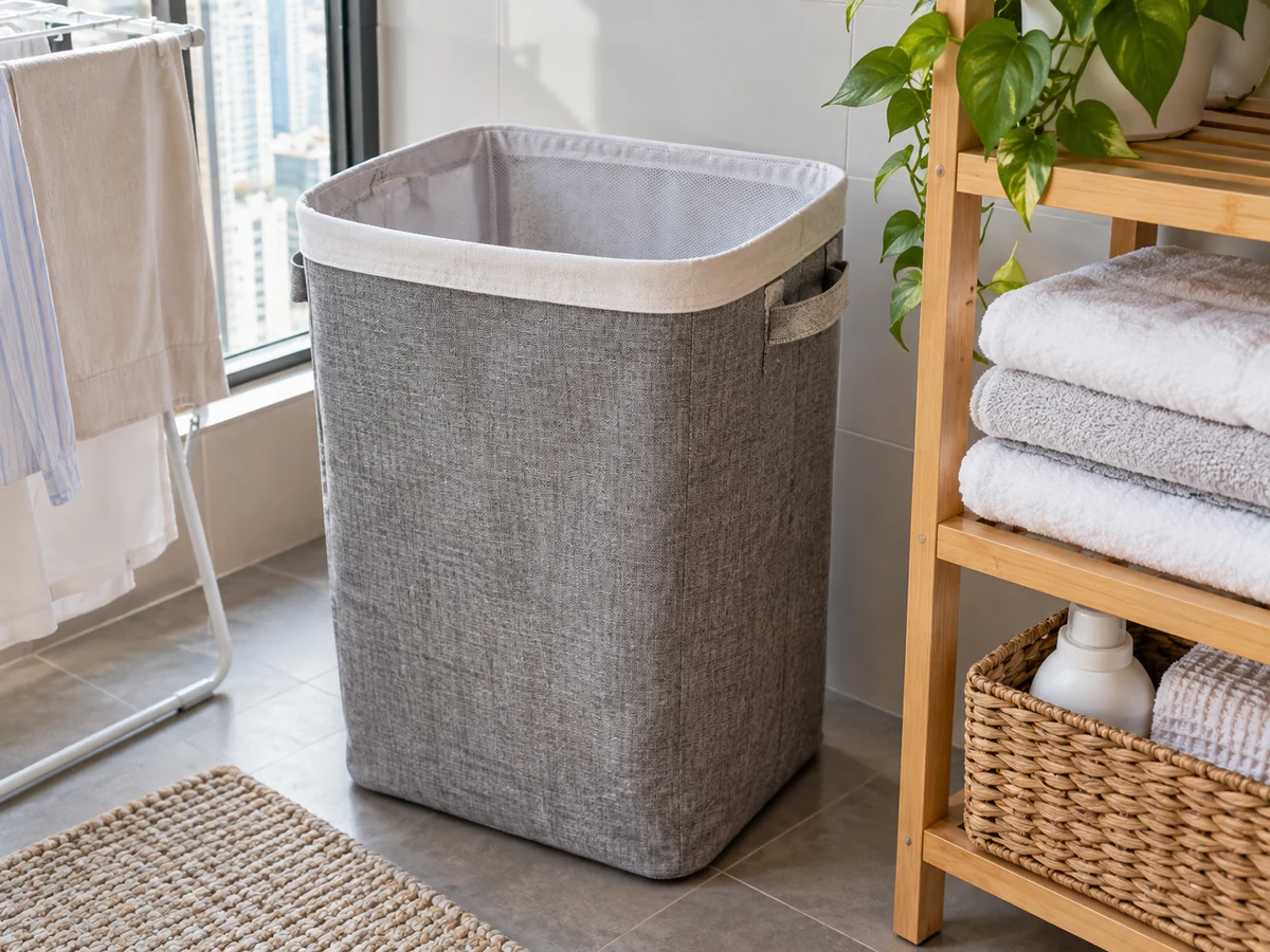 How to Clean and Dry a Laundry Hamper — Items safely arranged after cleaning with no visible soil left on the surfaces