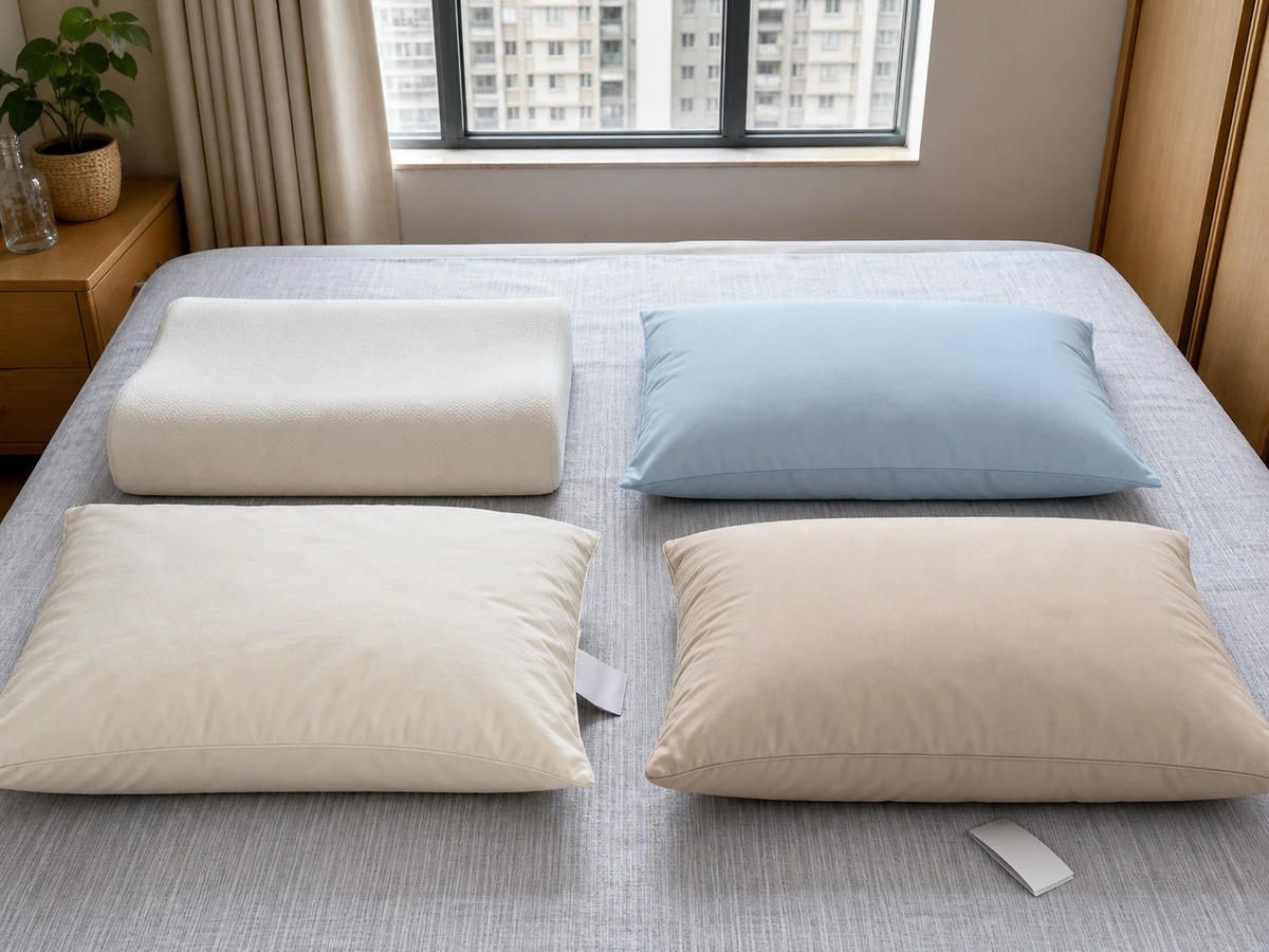Semua bantal masuk mesin — Pisahkan menurut isi dan label; banyak inti busa tidak boleh dicuci.