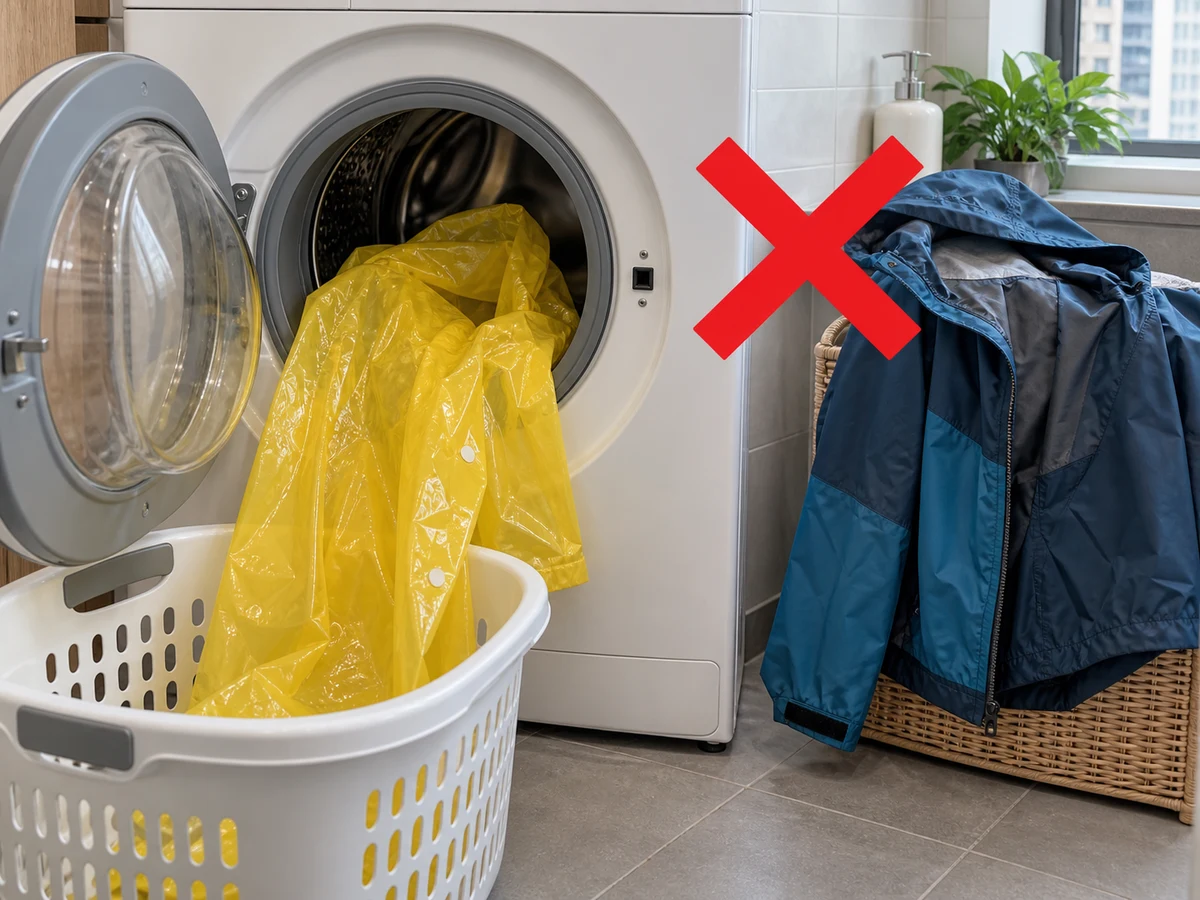Menganggap semua jas hujan berbahan sama — Baca aturan lapisan, perekat sambungan, dan label; bedakan jas hujan plastik dari jaket tahan air yang bisa dicuci.