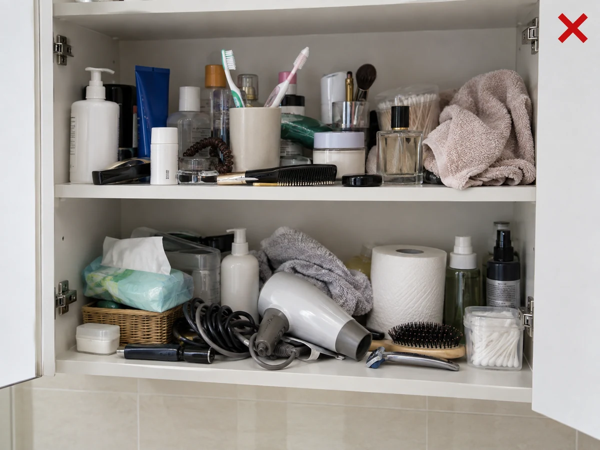 Mixing all belongings together — Use baskets and return items by their existing groups.