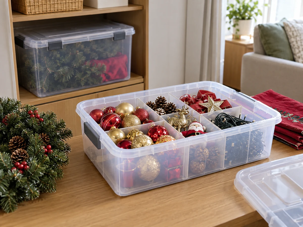 How to Clean and Store Seasonal Decorations — Items safely arranged after cleaning with no visible soil left on the surfaces