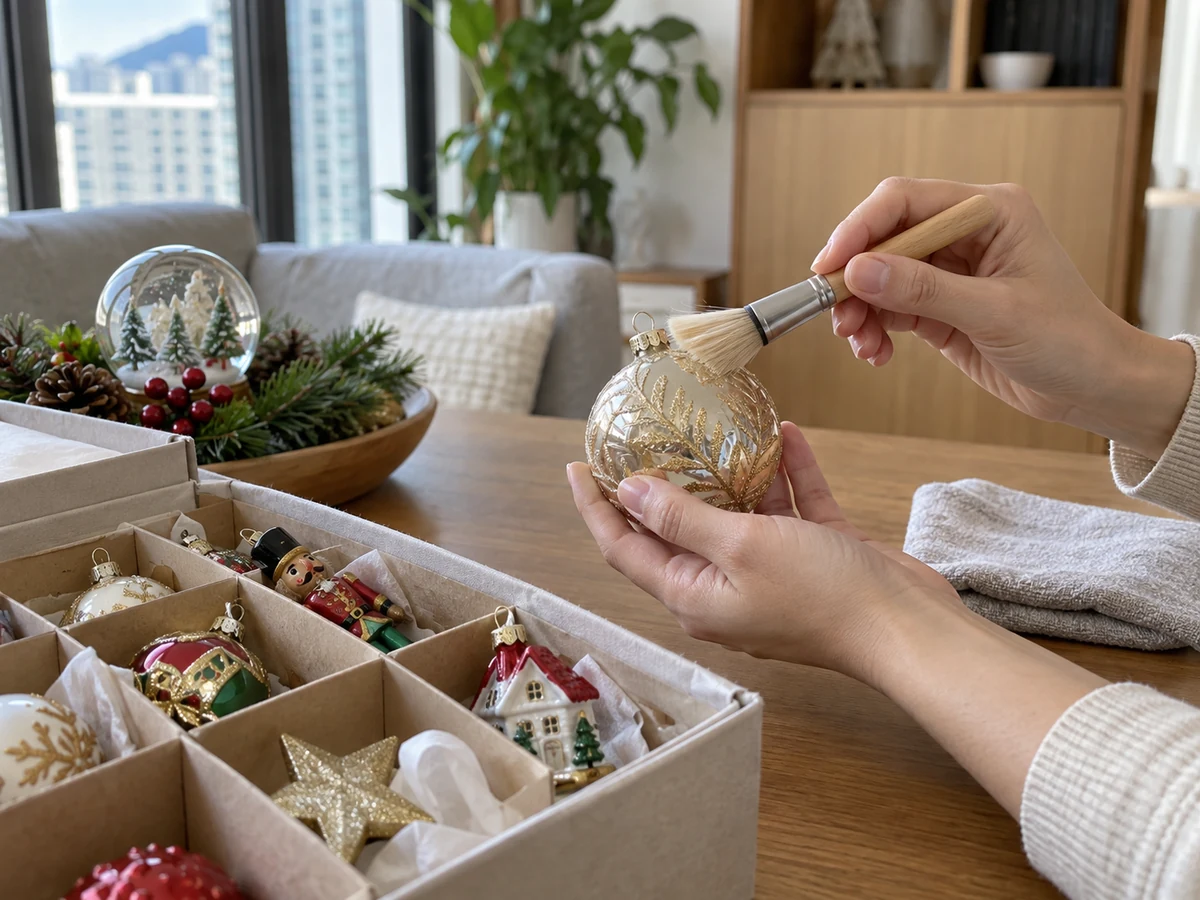 How to Clean and Store Seasonal Decorations: Dust fragile decorations