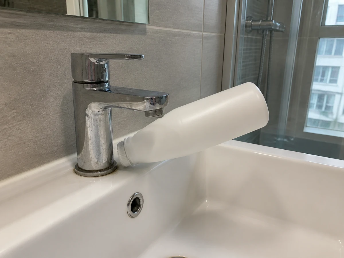 Spraying concentrate directly on the faucet — Put a small amount on a cloth so it cannot run into seams.