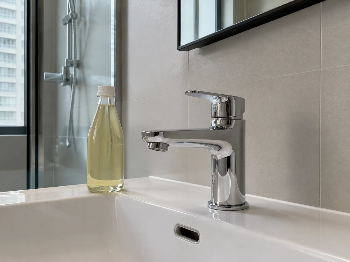 Treating vinegar as universal faucet descaler — Follow the maker; some finishes must not receive acidic products.