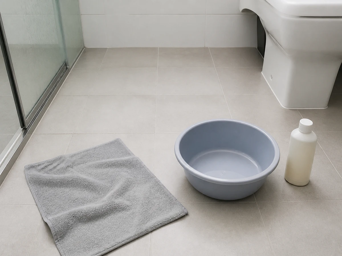 How to Clean a Basin and Faucet Limescale: Dry the floor and rinse loose soil