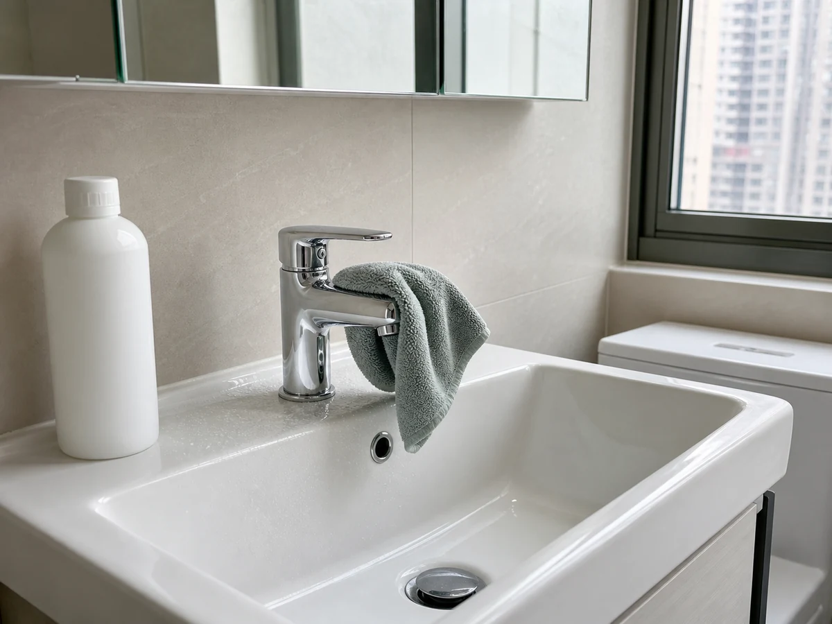 How to Clean a Basin and Faucet Limescale: Rinse and dry