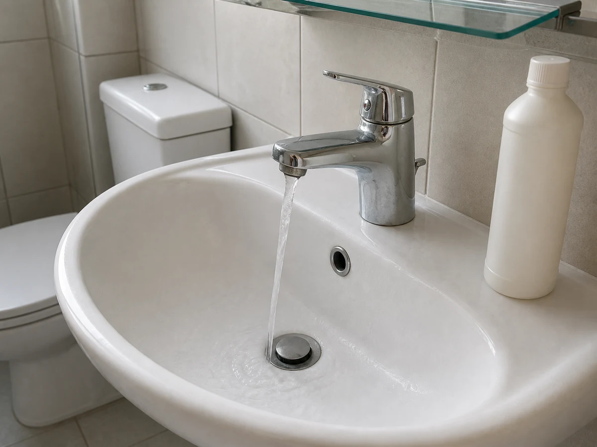 How to Clean a Basin and Faucet Limescale: Refit and test drainage