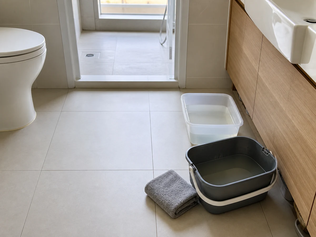 How to Clean a Bathroom Floor and Reduce Slip Risk: Remove cleaner residue