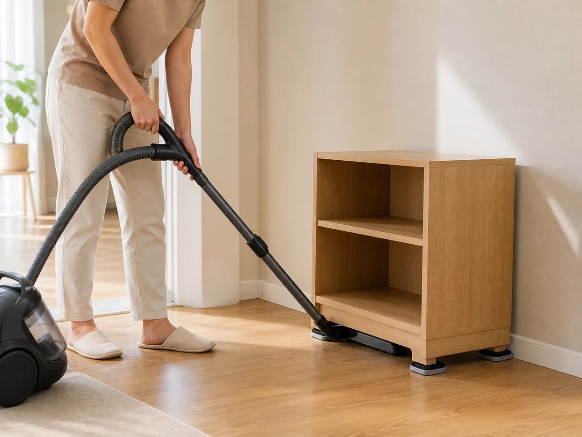 How to Clean behind and under Movable Furniture — clean, dry and safely restored result