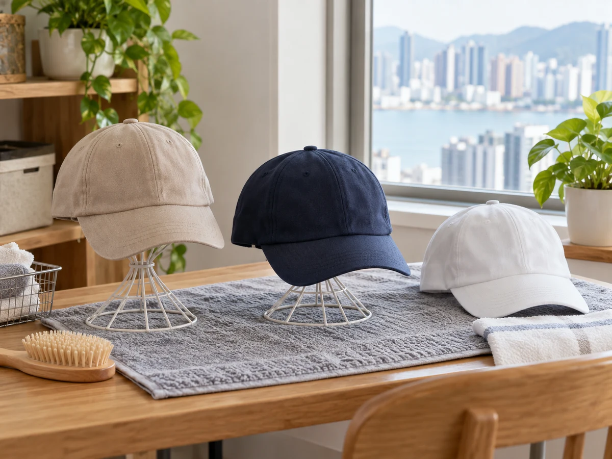 How to Clean Caps without Losing Their Shape — Items safely arranged after cleaning with no visible soil left on the surfaces