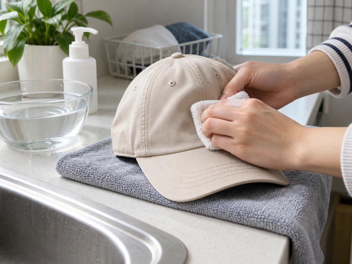 How to Clean Caps without Losing Their Shape: Spot-wash without twisting