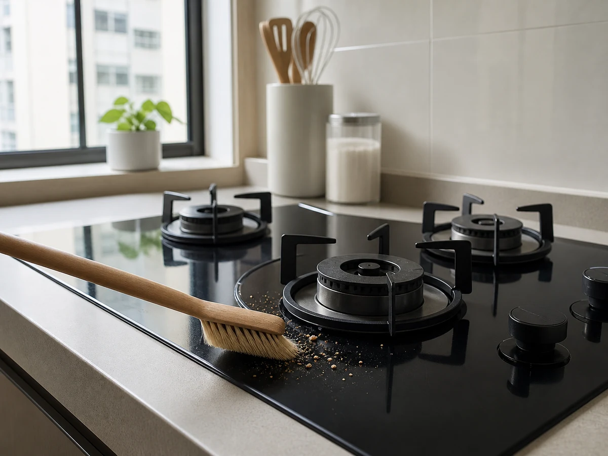 How to Clean a Cooktop and Burners: Remove loose debris