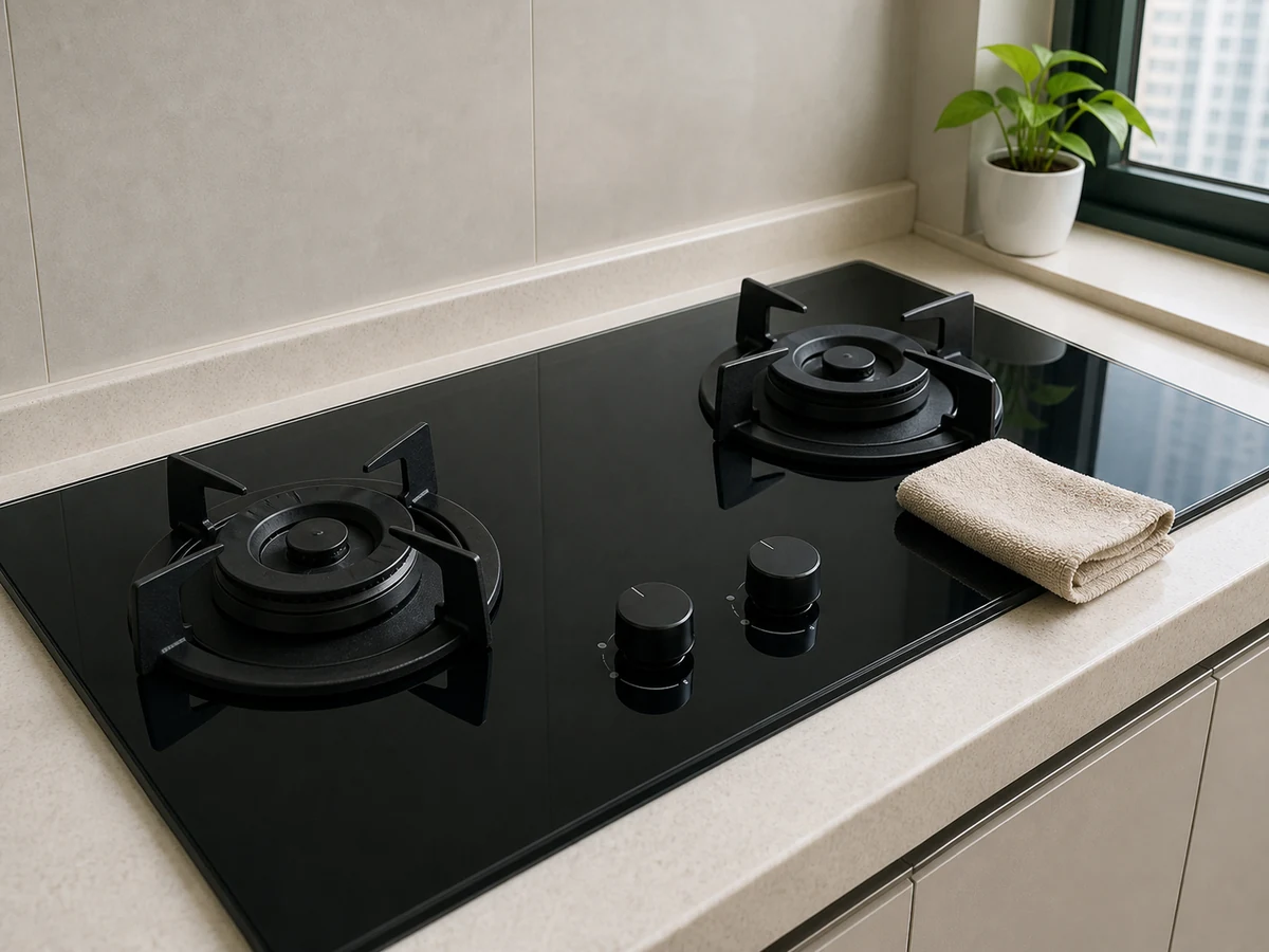 How to Clean a Cooktop and Burners: Wipe the surface and control area