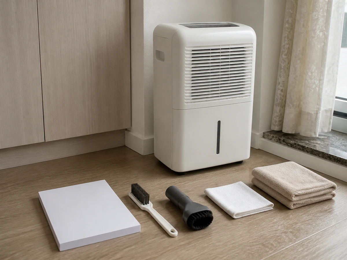 Model manual, Vacuum soft-brush attachment, Clean soft brush, Water only if the manual permits, Clean soft cloth and dry towel arranged beside the powered-off appliance