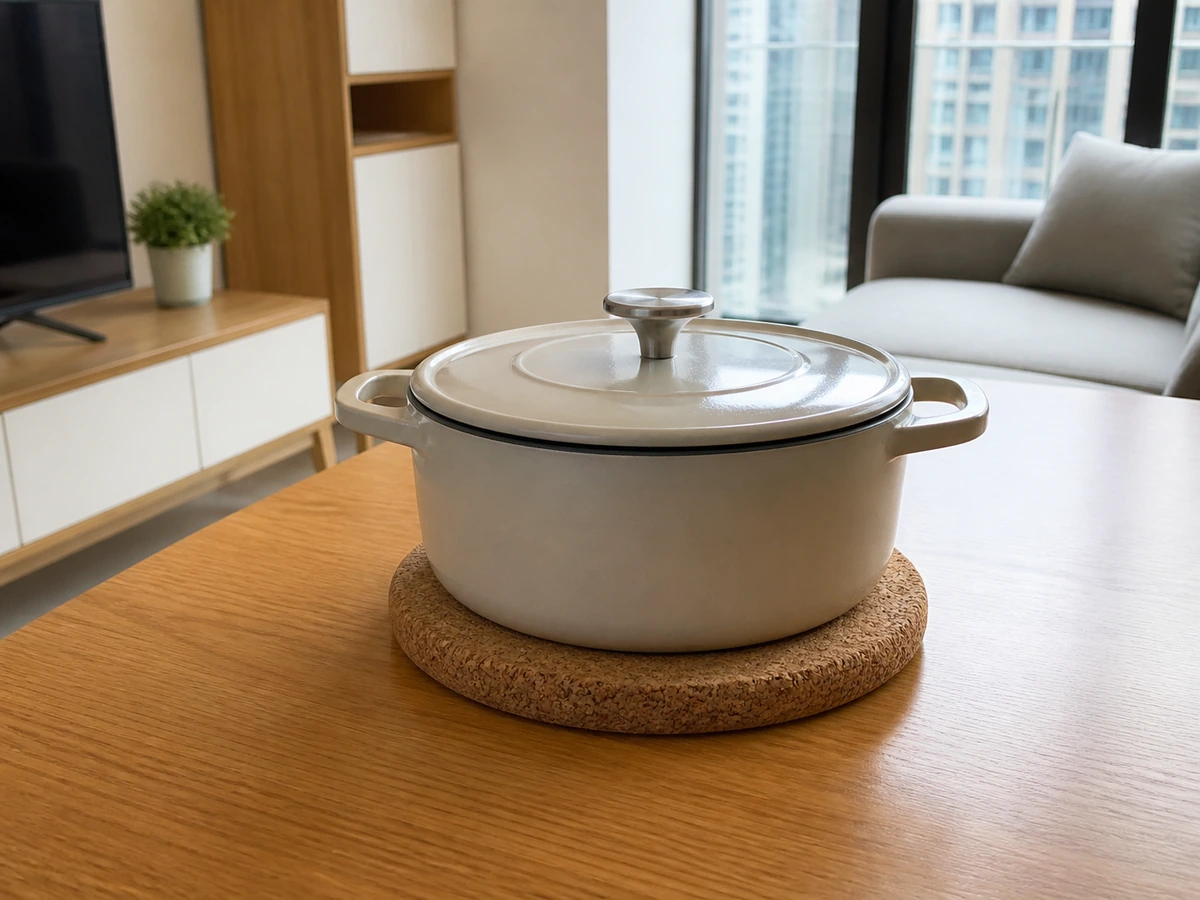 Hot cookware directly on the top — Use a stable heat-resistant trivet.
