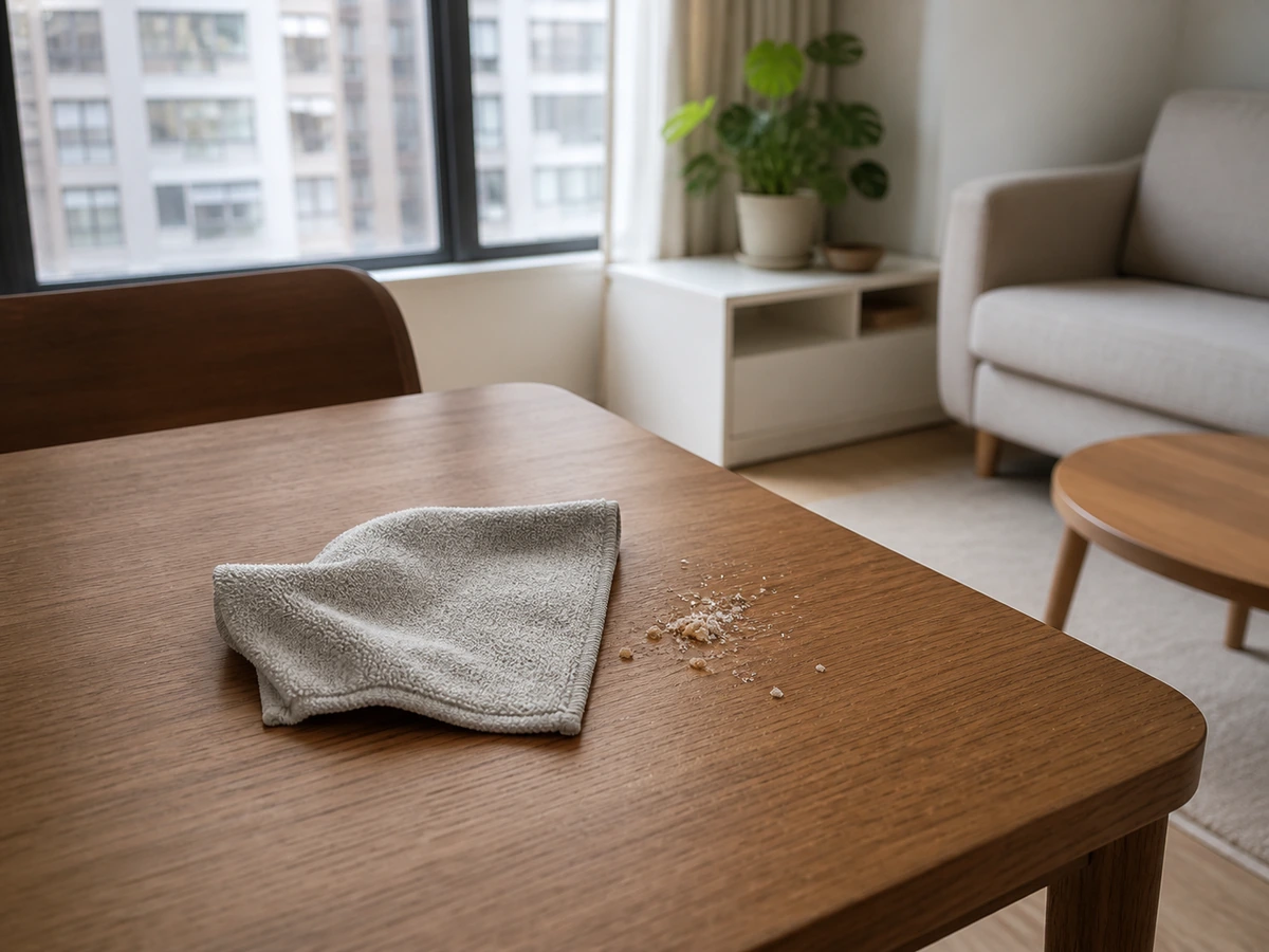 How to Clean Different Dining Tables: Clear loose debris