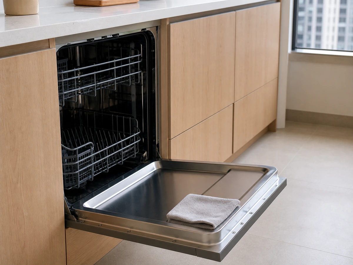 Cara Membersihkan Filter dan Bagian Dalam Dishwasher: Lap bagian dalam resmi