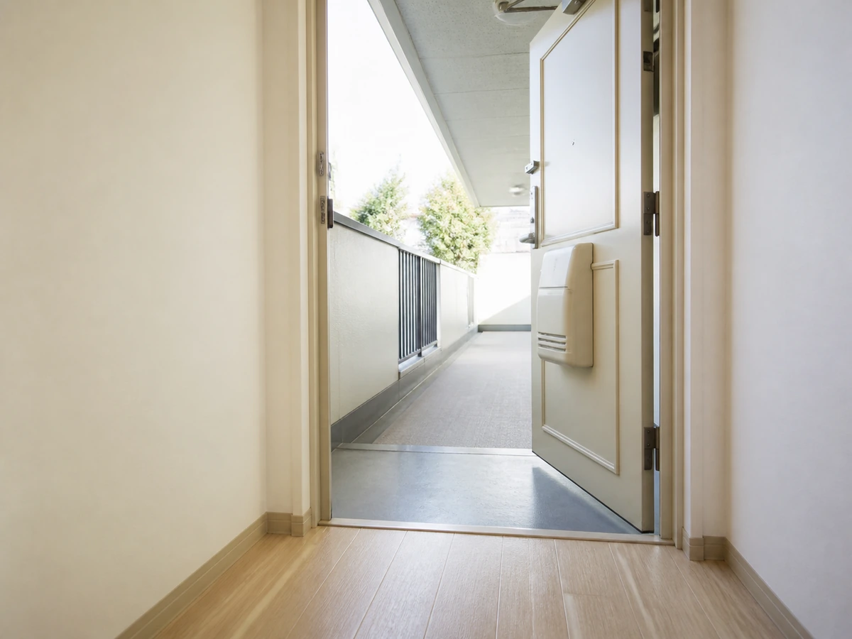 Storing clutter behind the door — Keep the door and exit route fully usable.