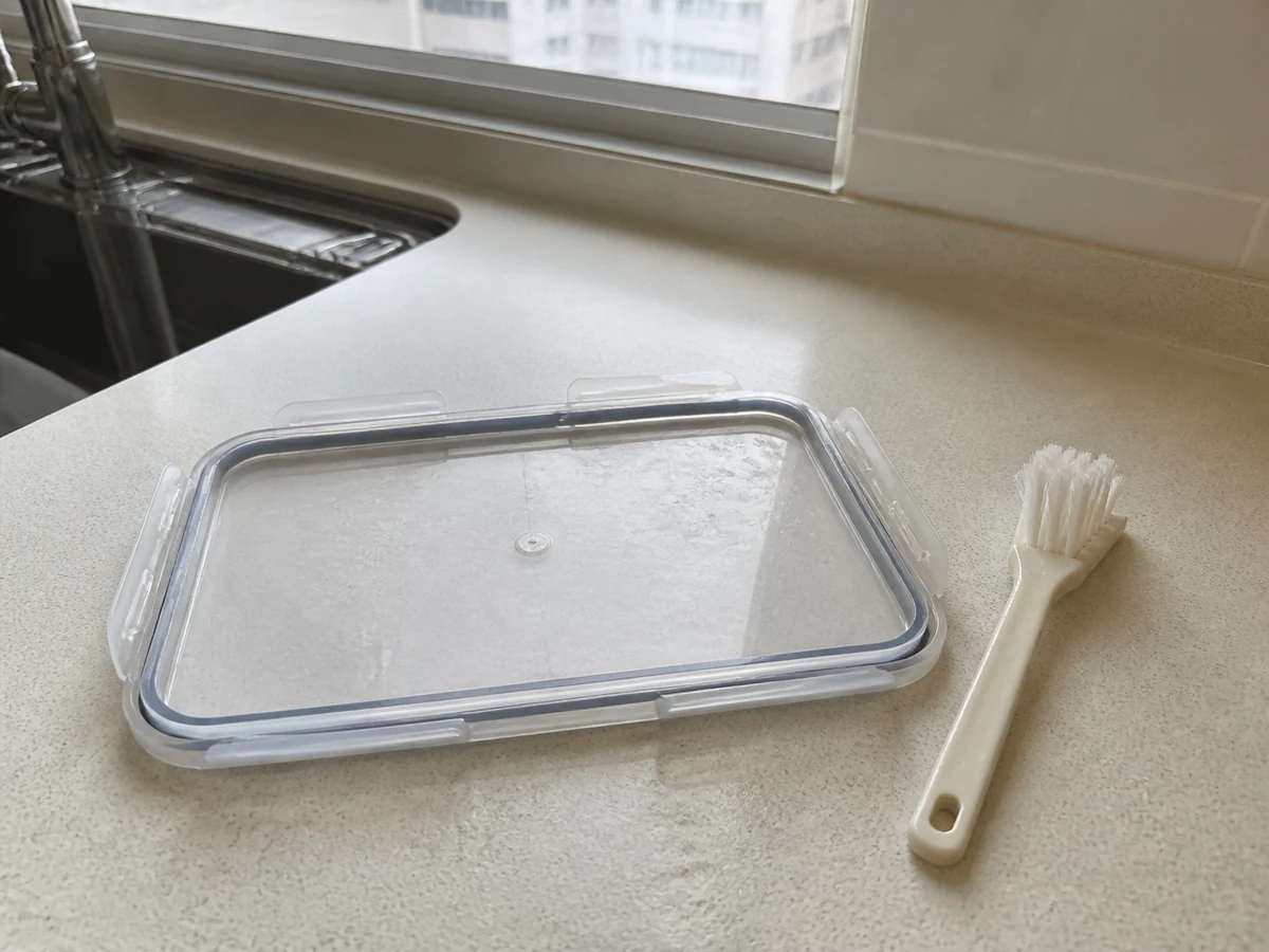 Wiping only the surface without an approved removable seal — Remove and wash the seal and channel as instructed, then dry fully.
