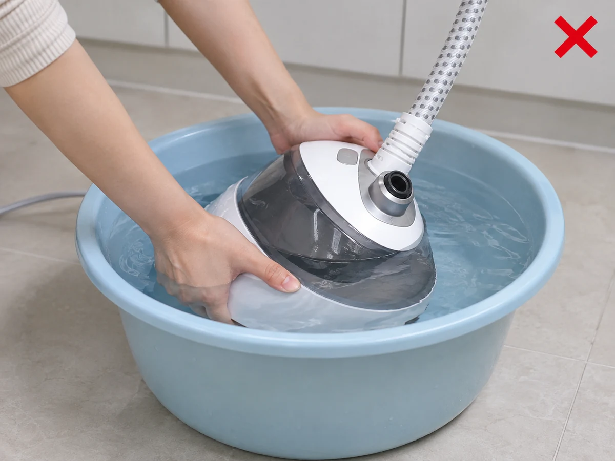 Immersing the base or motor — Handle only maker-approved removable parts and keep electrics dry.