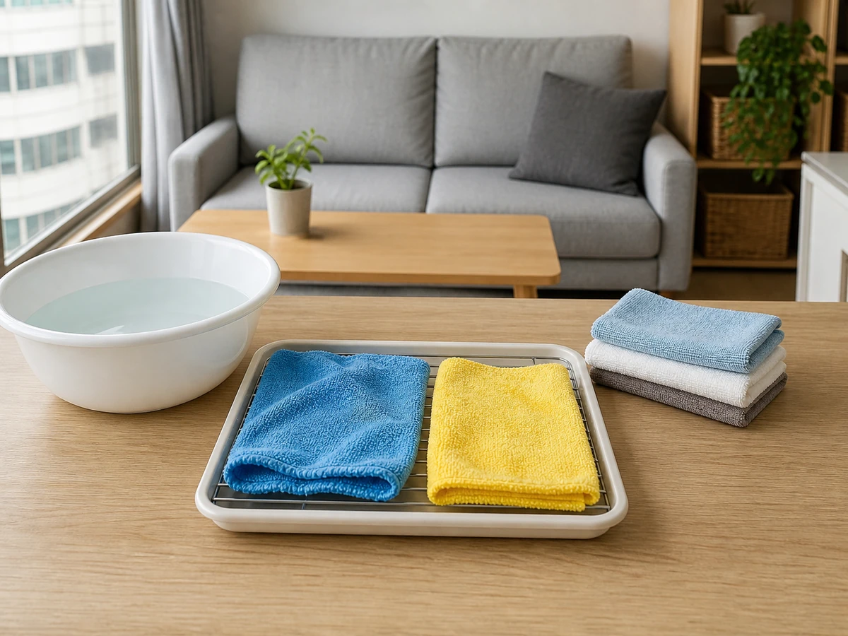 Reusing one dirty, soaking cloth. — Separate damp and dry cloths and change to a clean face as soon as it soils.