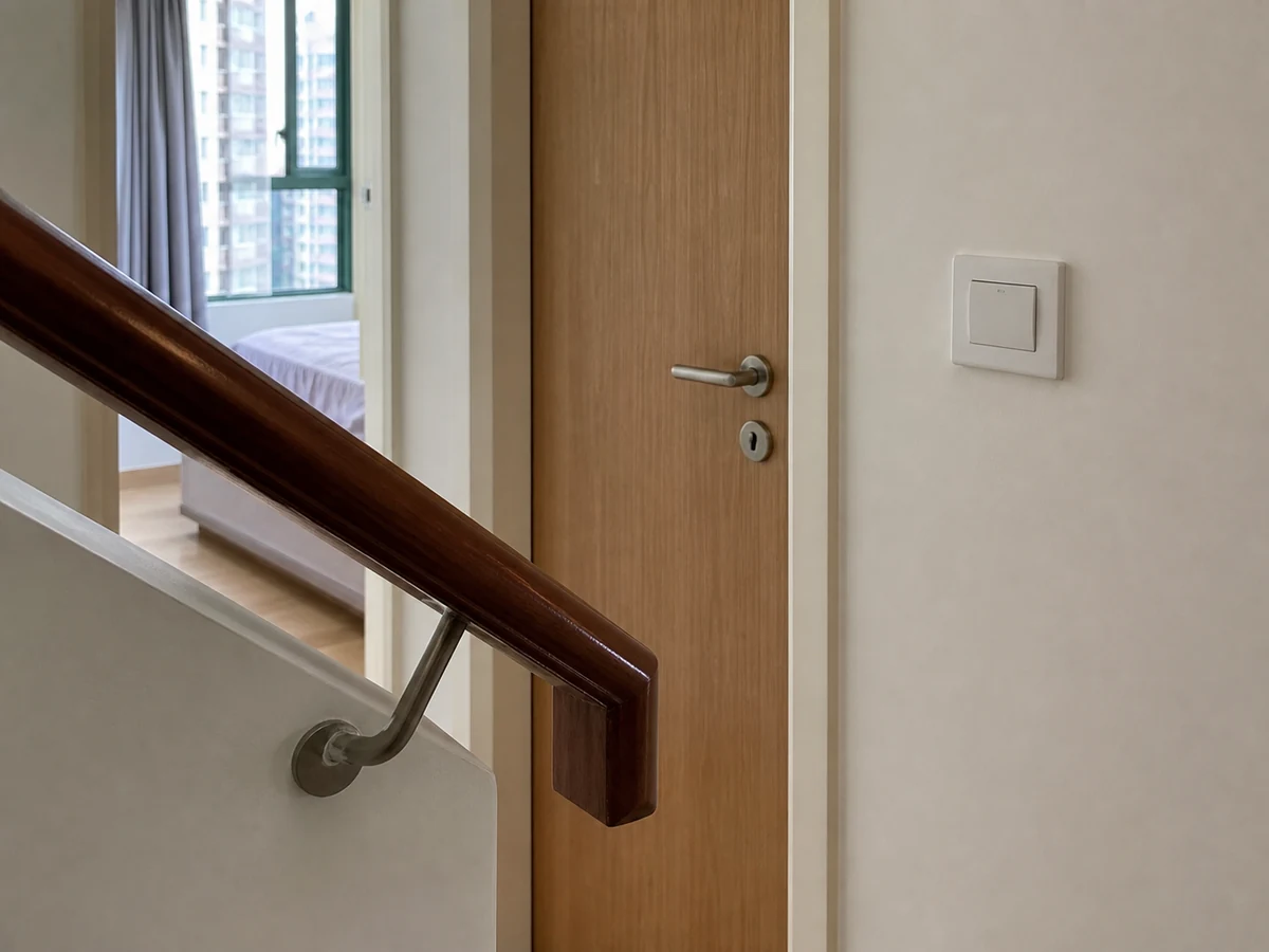 Safe completed household scene for how to clean handrails and high-touch surfaces in an ordinary Hong Kong home