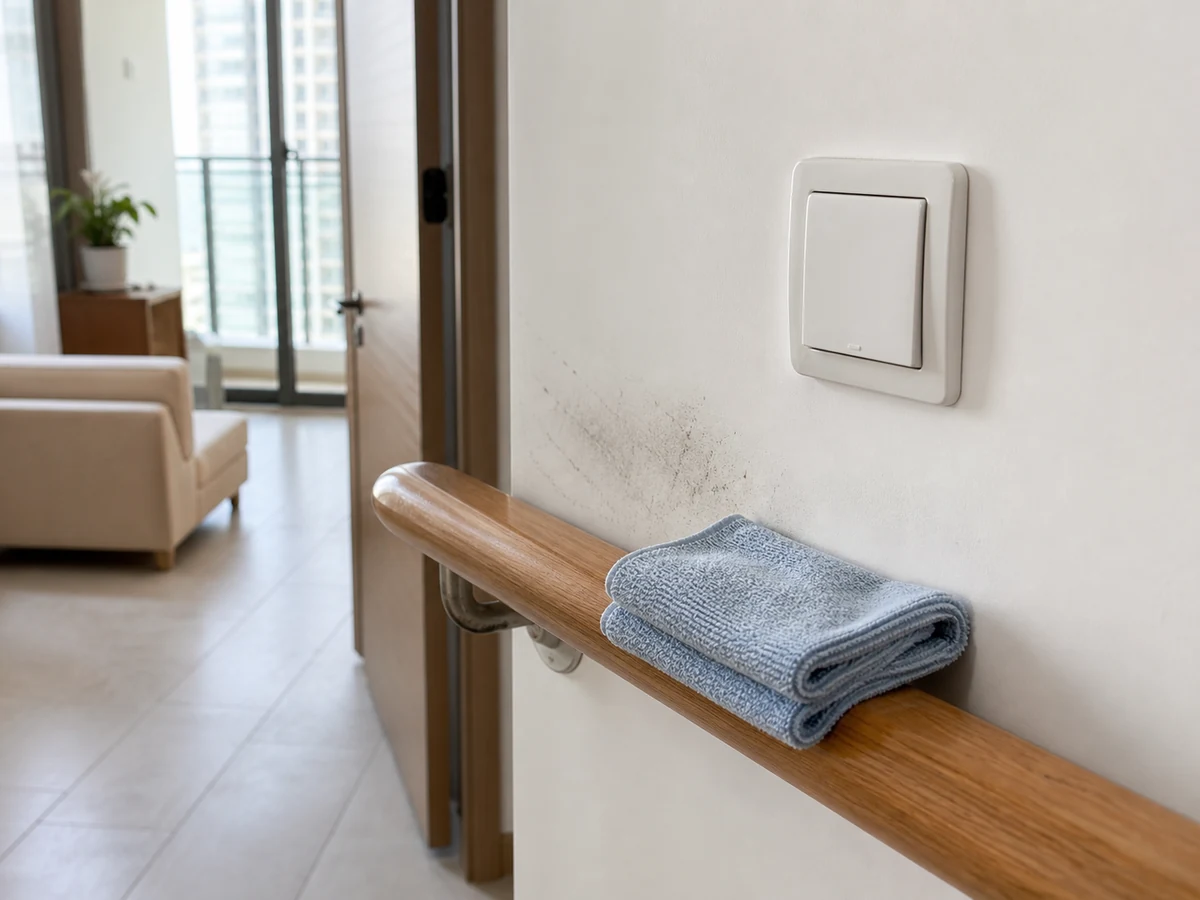 How to Clean Handrails and High-Touch Surfaces: Remove visible soil first