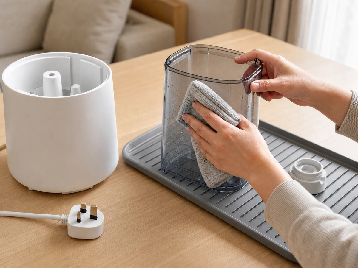 How to Clean a Humidifier Tank and Accessible Parts — clean, dry and safely restored result