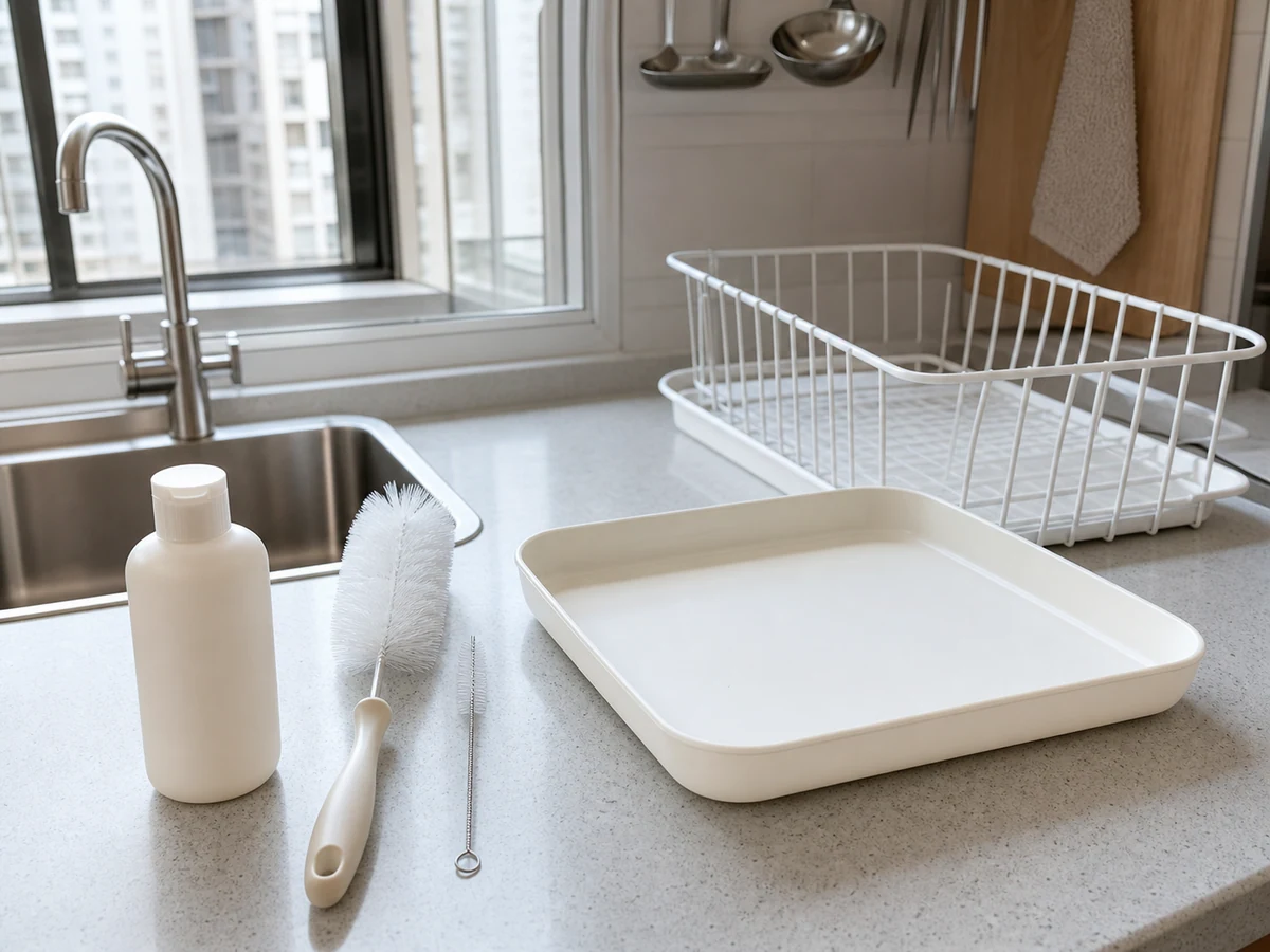 How to Clean an Insulated Cup and Water Bottle — compatible tools arranged separately