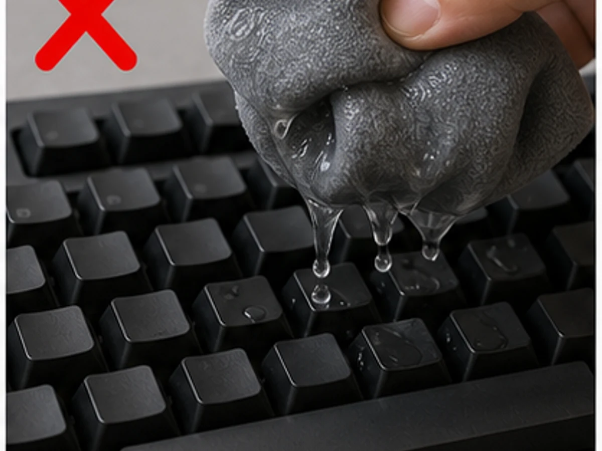 用會滴水的濕布擦裝置 — 把布擰至不滴水，避開所有開口。