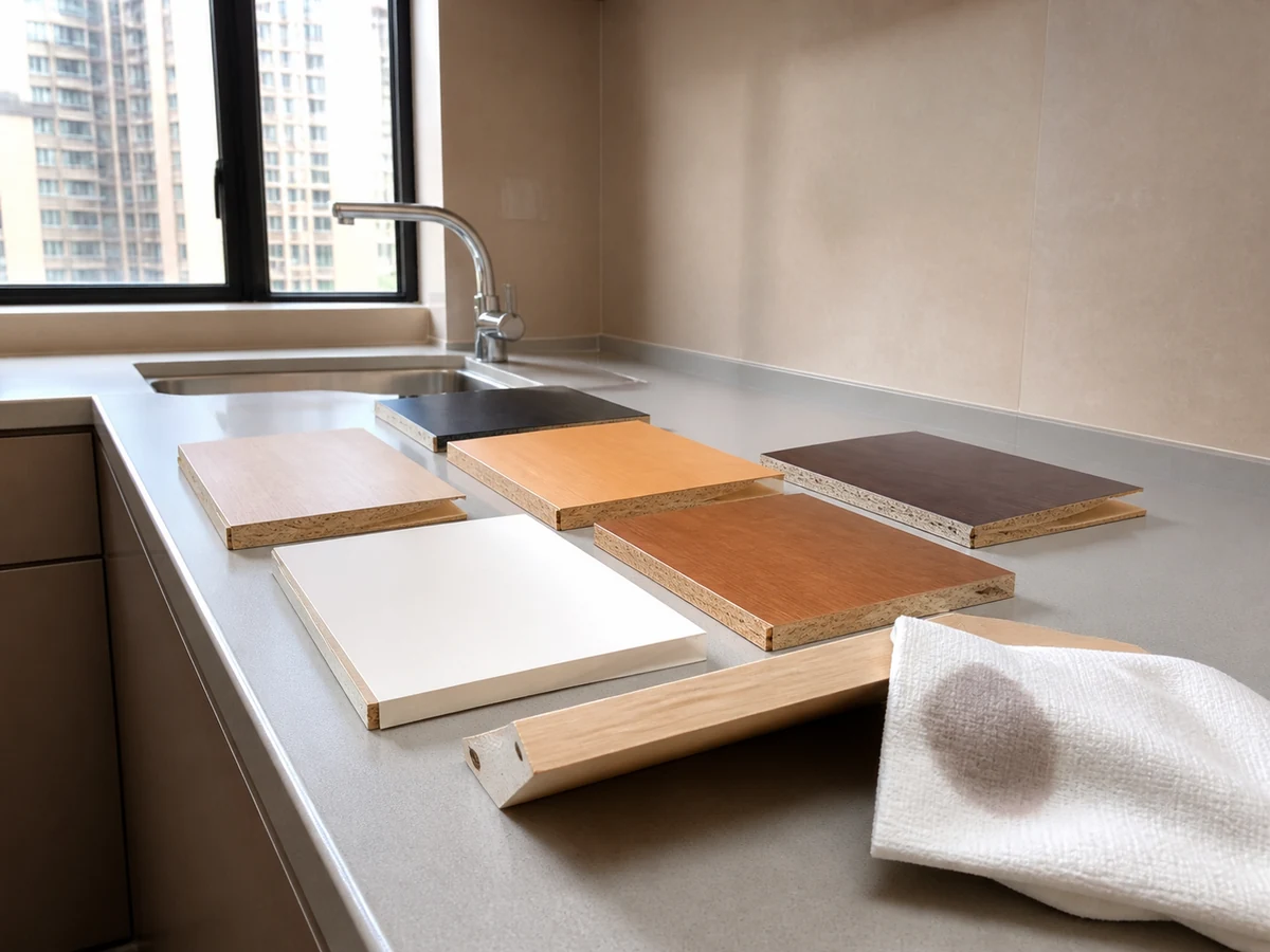 How to Remove Grease from Kitchen Cabinet Doors and Handles: Identify material and spot-test