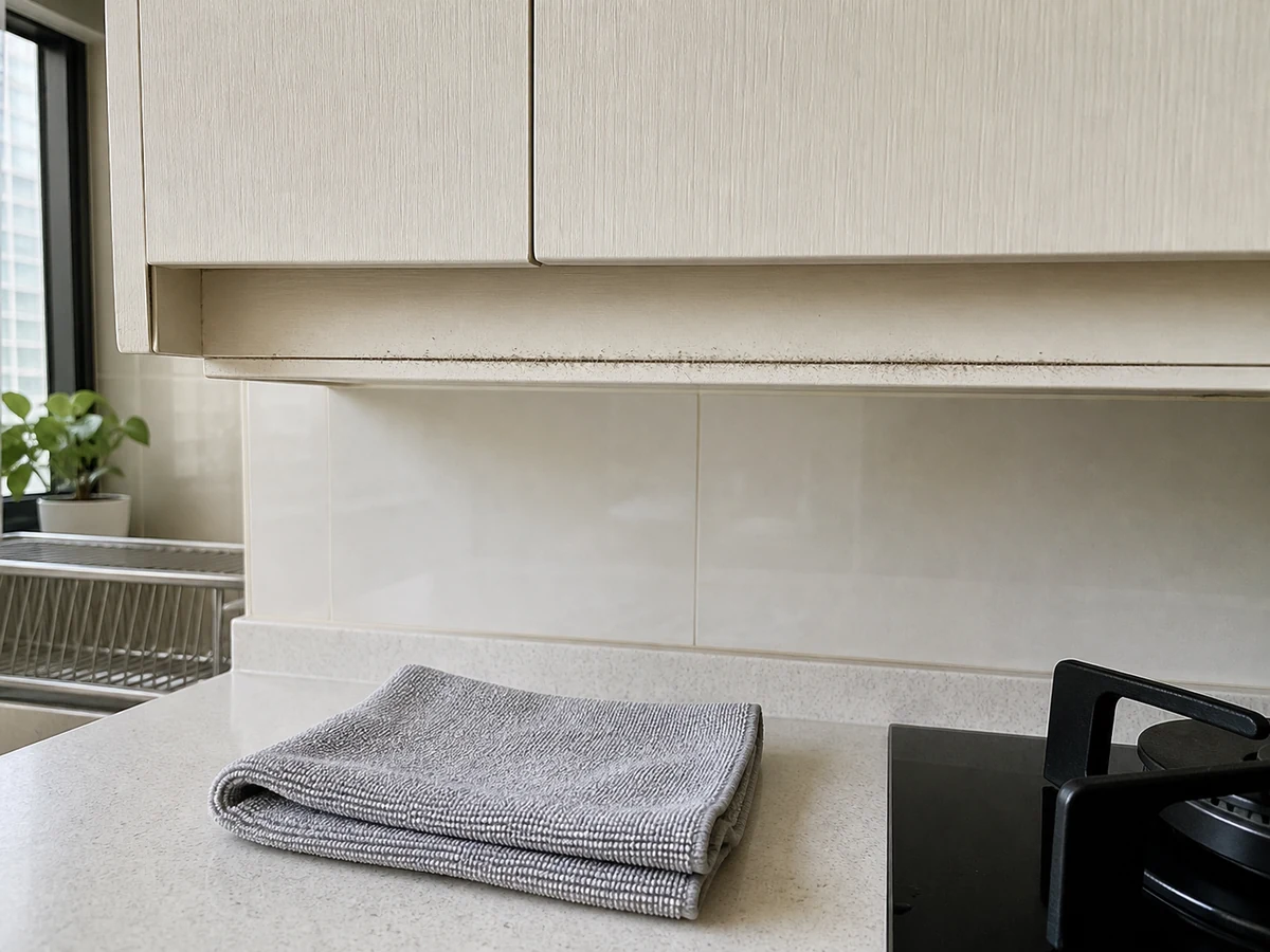 How to Remove Grease from Kitchen Cabinet Doors and Handles: Remove loose dust dry