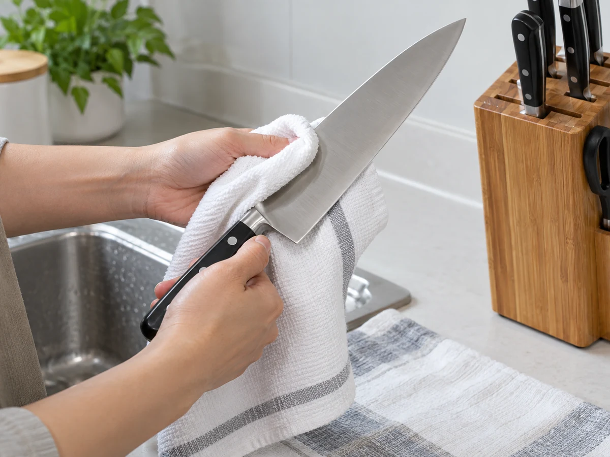 Linisin nang Ligtas ang Kitchen Knives at Knife Block: Patuyuin agad