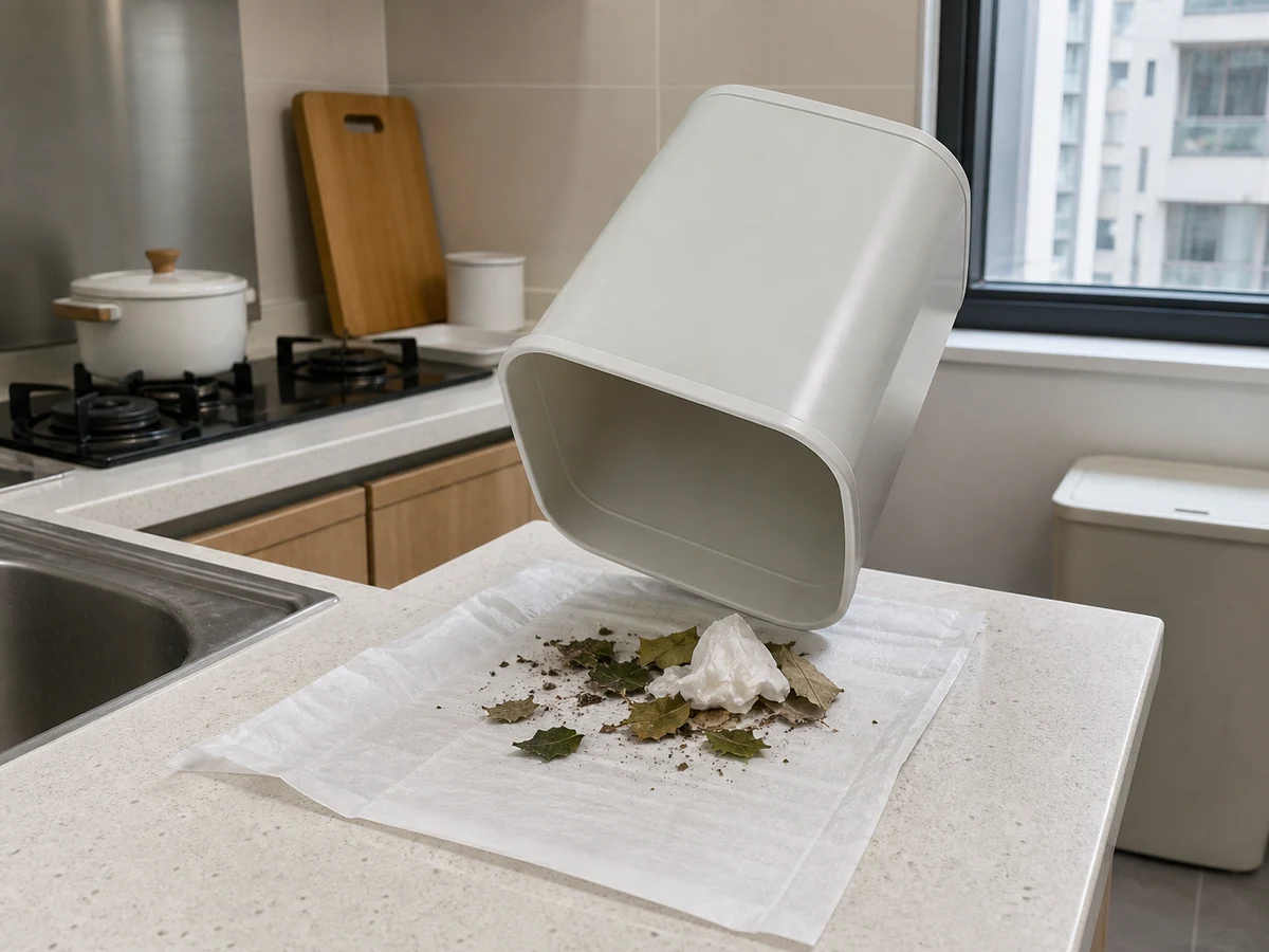 Cara Membersihkan Tempat Sampah Dapur: Angkat kotoran lepas