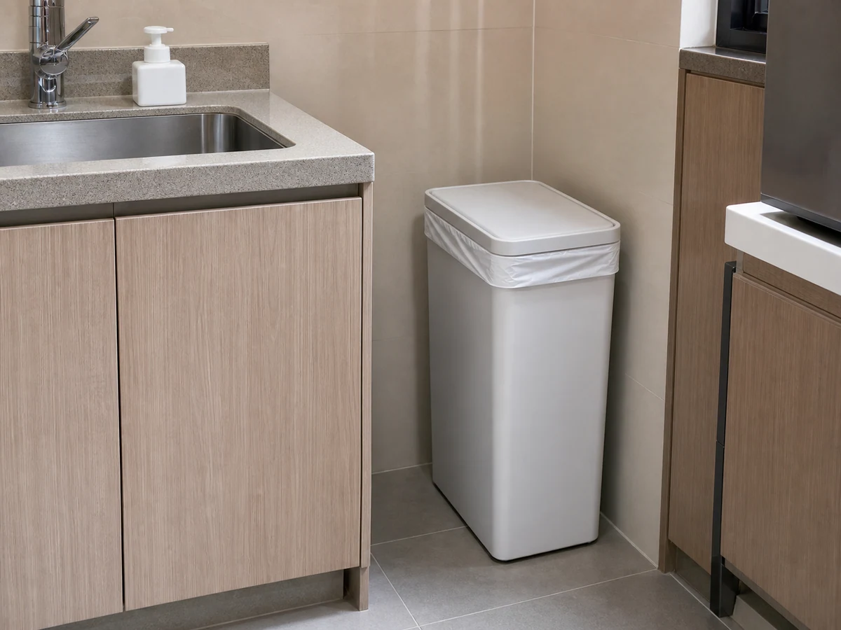 Cara Membersihkan Tempat Sampah Dapur: Pasang liner dan cuci tangan