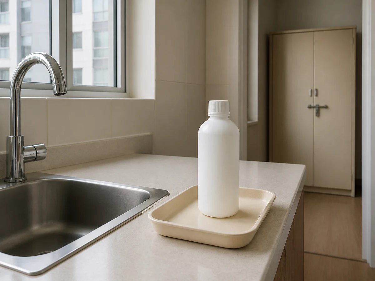 Mixing bleach, acid, or drain products — Use one material-compatible product exactly as labelled and never mix.