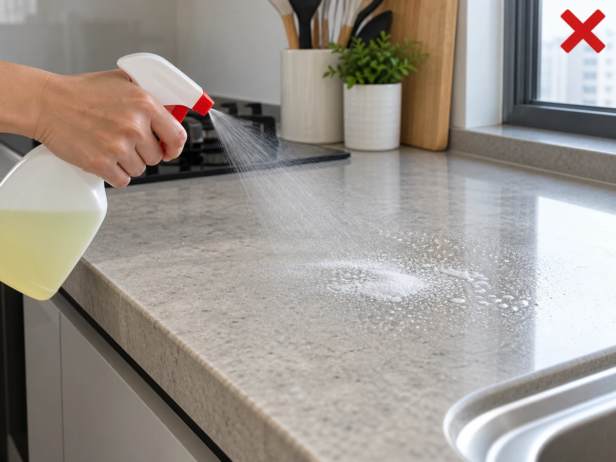 Spraying a strong product before identification — Confirm the material and product instructions first.