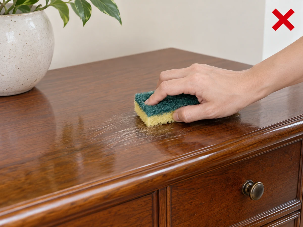 Kinukuskos ang veneer o lacquer finish — Soft cloth lang at mag-test muna sa tagong spot.