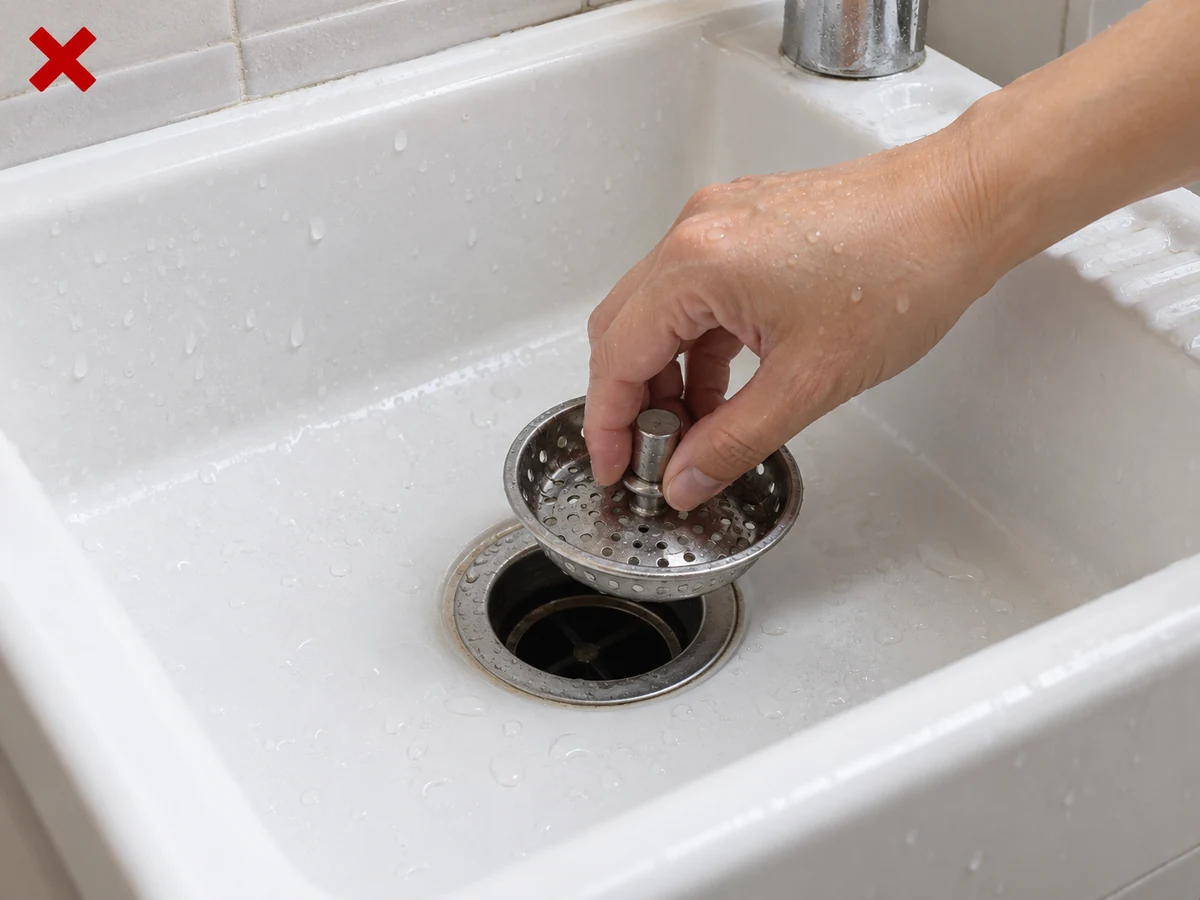 Ibinabalik ang basang strainer — Patuyuin ang strainer at i-report ang slow drainage bago ibalik.