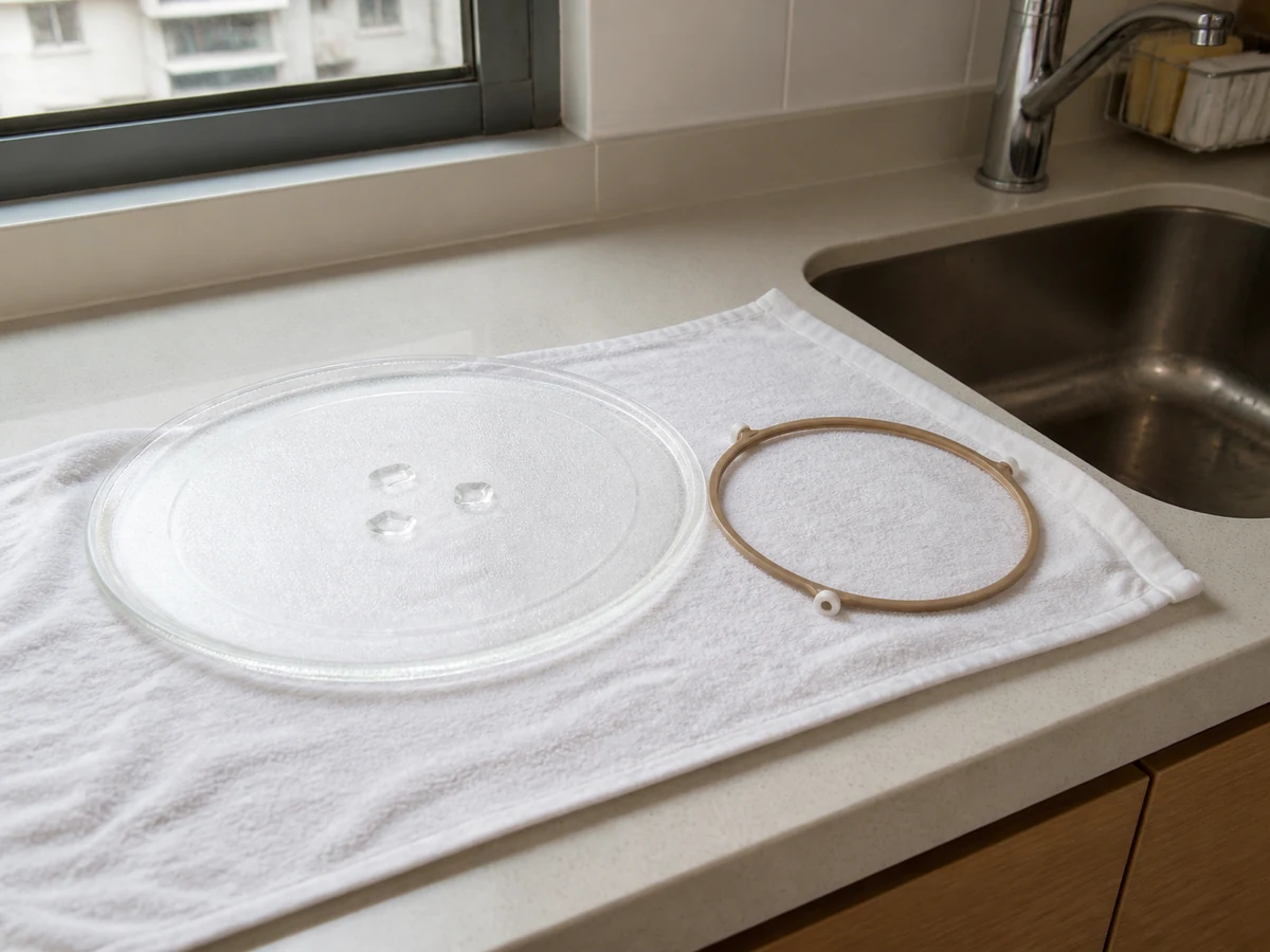 How to Clean the Inside of a Microwave: Wash and dry removable parts
